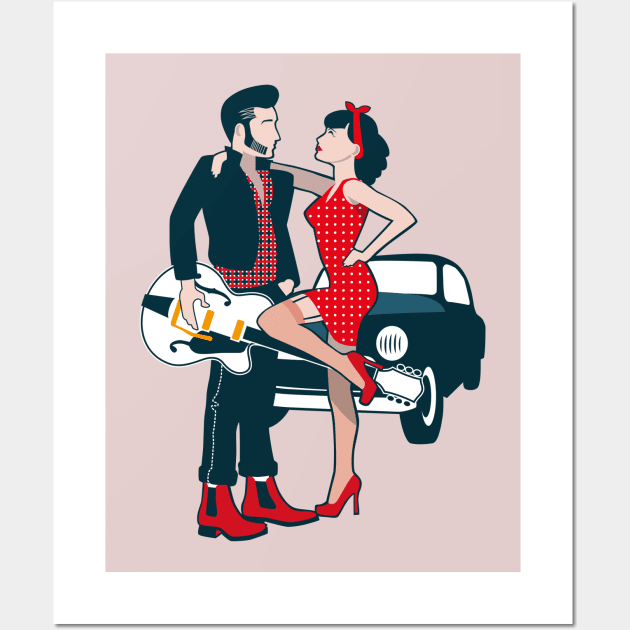 Rockabilly couple Wall Art by krzykostrowski